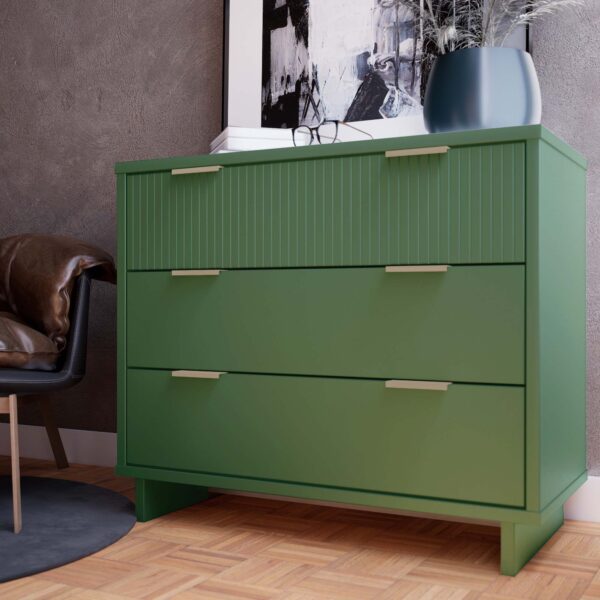 Manhattan Comfort Granville 38.18" Modern Standard Dresser with 3 Full Extension Drawers in Sage Green