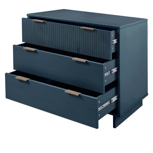 Manhattan Comfort Granville 38.18" Modern Standard Dresser with 3 Full Extension Drawers in Midnight Blue