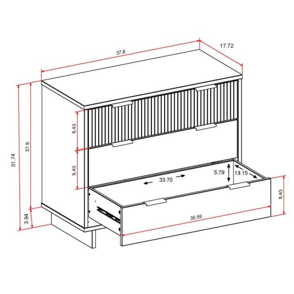 Manhattan Comfort Granville 38.18" Modern Standard Dresser with 3 Full Extension Drawers in Light Grey