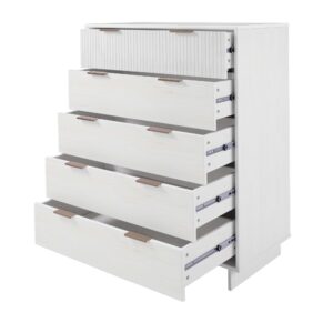 Manhattan Comfort Granville 45.27" Modern Tall Dresser with 5 Full Extension Drawers in White