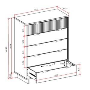 Manhattan Comfort Granville 45.27" Modern Tall Dresser with 5 Full Extension Drawers in Black