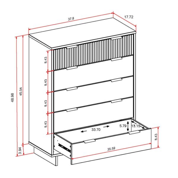 Manhattan Comfort Granville 45.27" Modern Tall Dresser with 5 Full Extension Drawers in Sage Green