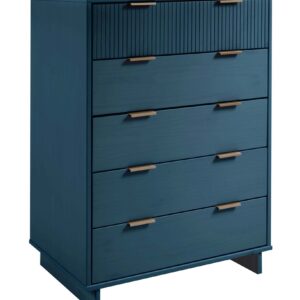 Manhattan Comfort Granville 45.27" Modern Tall Dresser with 5 Full Extension Drawers in Midnight Blue