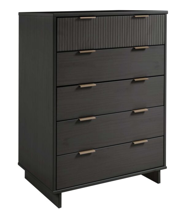 Manhattan Comfort Granville 45.27" Modern Tall Dresser with 5 Full Extension Drawers in Dark Grey