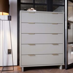 Manhattan Comfort Granville 45.27" Modern Tall Dresser with 5 Full Extension Drawers in Light Grey