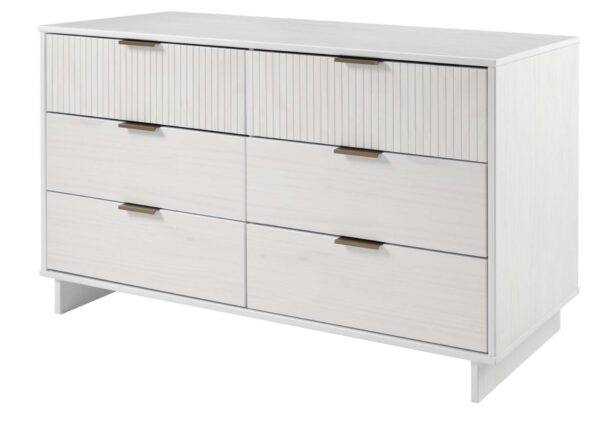 Manhattan Comfort Granville 55.07" Modern Double Wide Dresser with 6 Full Extension Drawers in White