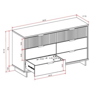 Manhattan Comfort Granville 55.07" Modern Double Wide Dresser with 6 Full Extension Drawers in Black