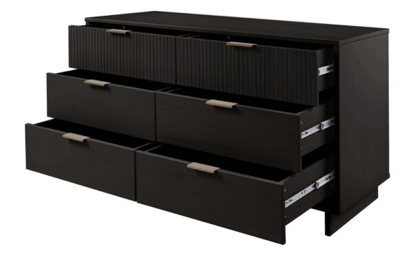 Manhattan Comfort Granville 55.07" Modern Double Wide Dresser with 6 Full Extension Drawers in Black