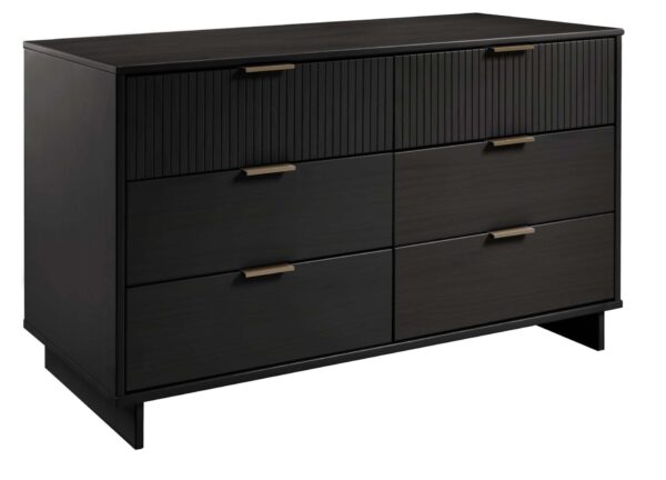 Manhattan Comfort Granville 55.07" Modern Double Wide Dresser with 6 Full Extension Drawers in Black