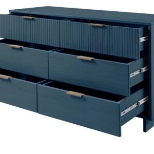 Manhattan Comfort Granville 55.07" Modern Double Wide Dresser with 6 Full Extension Drawers in Midnight Blue