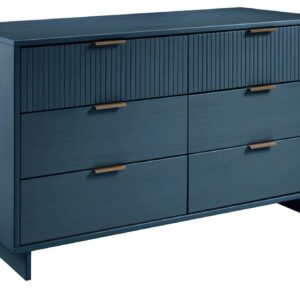 Manhattan Comfort Granville 55.07" Modern Double Wide Dresser with 6 Full Extension Drawers in Midnight Blue