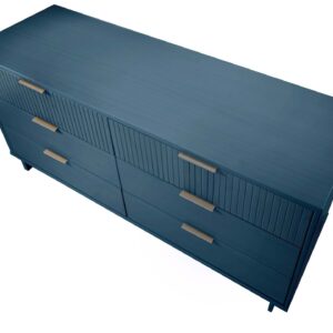 Manhattan Comfort Granville 55.07" Modern Double Wide Dresser with 6 Full Extension Drawers in Midnight Blue