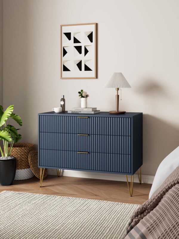 Manhattan Comfort DUMBO Modern Dresser with 3-Drawers in Midnight Blue