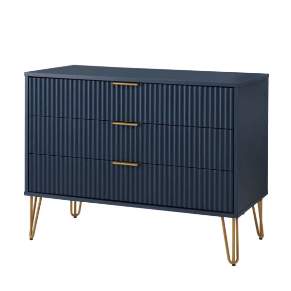 Manhattan Comfort DUMBO Modern Dresser with 3-Drawers in Midnight Blue