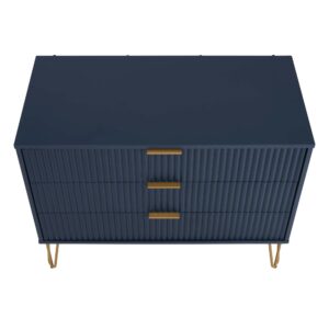 Manhattan Comfort DUMBO Modern Dresser with 3-Drawers in Midnight Blue