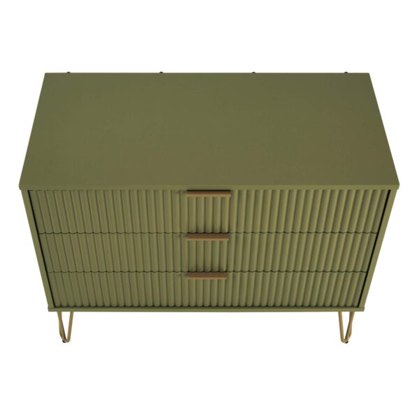 Manhattan Comfort DUMBO Modern Dresser with 3-Drawers in Olive Green