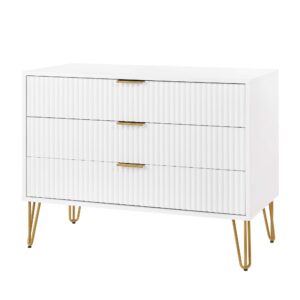 Manhattan Comfort DUMBO Modern Dresser with 3-Drawers in White