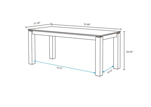 Manhattan Comfort Rockaway Modern 70.86 Solid Wood Dining Table in Nature