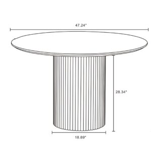 Manhattan Comfort Hathaway Modern 47.24 Solid Wood Round Dining Table in Black