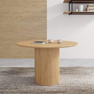 Manhattan Comfort Hathaway Modern 47.24 Solid Wood Round Dining Table in Nature