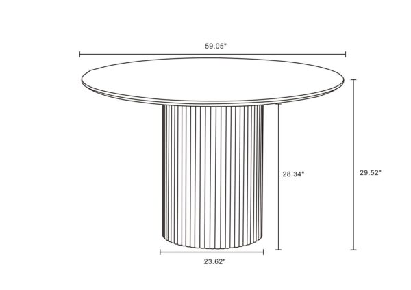 Manhattan Comfort Hathaway Modern 59.05 Solid Wood Round Dining Table in Black