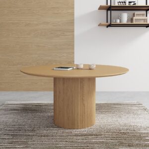 Manhattan Comfort Hathaway Modern 59.05 Solid Wood Round Dining Table in Nature