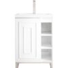 James Martin E110V24GWBNKWG Alicante 23 5/8 Inch Single Vanity Cabinet with White Glossy Composite Countertop - Glossy White