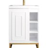 James Martin E110V24GWRGDWG Alicante 23 5/8 Inch Single Vanity Cabinet with White Glossy Composite Countertop - Glossy White