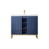 James Martin E110V39.5AZBRGDWG Alicante' 39.5 Inch Single Vanity Cabinet in Azure Blue and Radiant Gold with White Glossy Composite Countertop