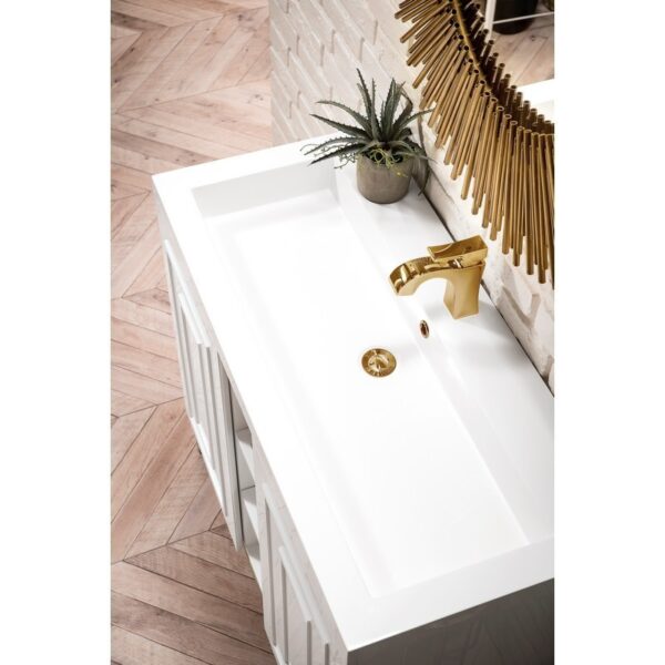 James Martin E110V39.5GWRGDWG Alicante' 39.5 Inch Single Vanity Cabinet in Glossy White and Radiant Gold with White Glossy Composite Countertop