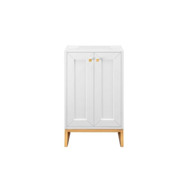 James Martin E303-V20-GW-RGD Chianti 20 Inch Single Vanity Cabinet in Glossy White and Radiant Gold