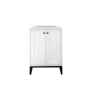 James Martin E303-V24-GW-MBK Chianti 24 Inch Single Vanity Cabinet in Glossy White and Matte Black