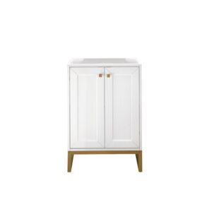 James Martin E303-V24-GW-RGD Chianti 24 Inch Single Vanity Cabinet in Glossy White and Radiant Gold