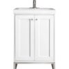 James Martin E303V24GWBNKWG Chianti 23 5/8 Inch Single Vanity Cabinet with White Glossy Composite Countertop - Glossy White