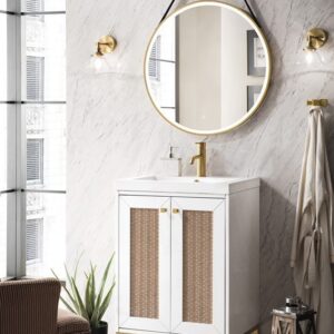 James Martin E303V24GWRGDWG Chianti 23 5/8 Inch Single Vanity Cabinet with White Glossy Composite Countertop - Glossy White