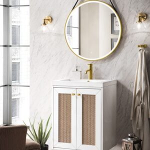 James Martin E303V24GWWG Chianti 23 5/8 Inch Single Vanity Cabinet with White Glossy Composite Countertop - Glossy White