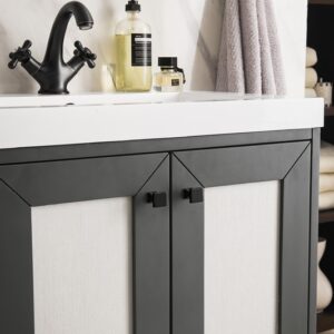 James Martin E303V24MGMBKWG Chianti 23 5/8 Inch Single Vanity Cabinet with White Glossy Composite Countertop - Mineral Grey