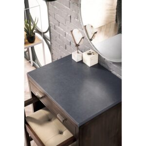 James Martin E444-CU30-MCA-3CSP Addison 30 Inch Free-Standing Countertop Unit/Make-up Counter in Mid Century Acacia with 3 cm Charcoal Soapstone Quartz Top