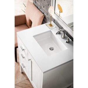 James Martin E444-V30-3WZ Addison 30 Inch Single Vanity Cabinet with 3cm White Zeus Quartz Top