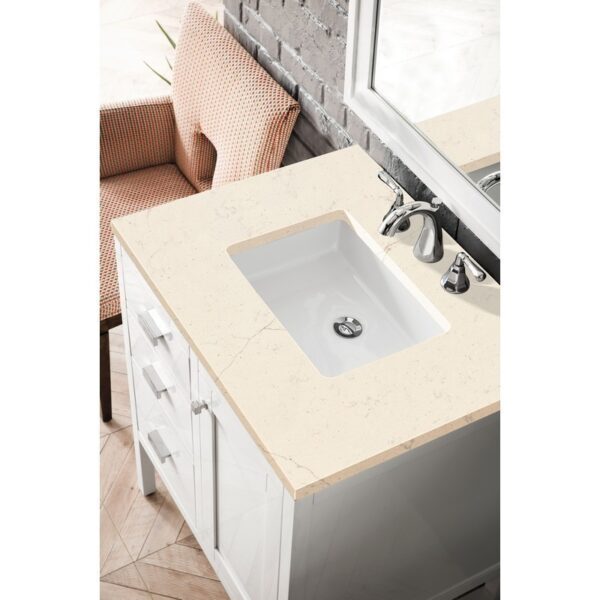 James Martin E444-V30-GW-3EMR Addison 30 Inch Single Vanity Cabinet in Glossy White with 3 CM Eternal Marfil Top