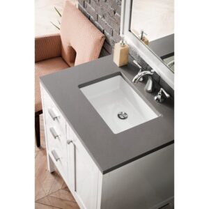 James Martin E444-V30-GW-3GEX Addison 30 Inch Single Vanity Cabinet in Glossy White with 3 CM Grey Expo Quartz Top