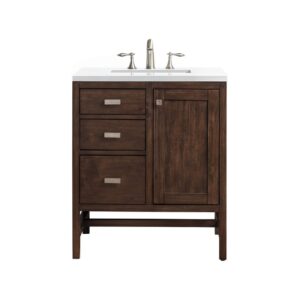 James Martin E444-V30-3WZ Addison 30 Inch Single Vanity Cabinet with 3cm White Zeus Quartz Top