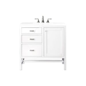 James Martin E444-V36-3WZ Addison 36 Inch Single Vanity Cabinet with 3cm White Zeus Quartz Top