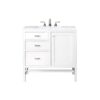 James Martin E444-V36-GW-3CAR Addison 36 Inch Single Vanity Cabinet in Glossy White with 3 CM Carrara White Top