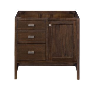 James Martin E444-V36-MCA-3CSP Addison 36 Inch Single Vanity Cabinet in Mid Century Acacia with 3 cm Charcoal Soapstone Quartz Top with Sink