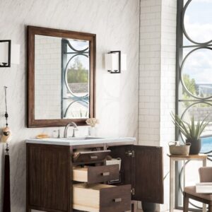 James Martin E444-V36-MCA-3ENC Addison 36 Inch Single Vanity Cabinet with Ethereal Noctis Quartz Top - Mid Century Acacia