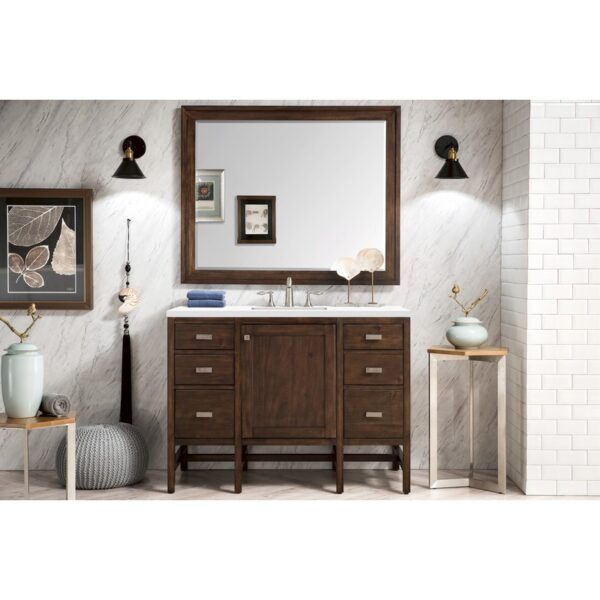 James Martin E444-V48-3WZ Addison 48 Inch Single Vanity Cabinet with 3cm White Zeus Quartz Top