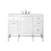 James Martin E444-V48-GW-3EJP Addison 48 Inch Single Vanity Cabinet in Glossy White with 3 CM Eternal Jasmine Pearl Quartz Top