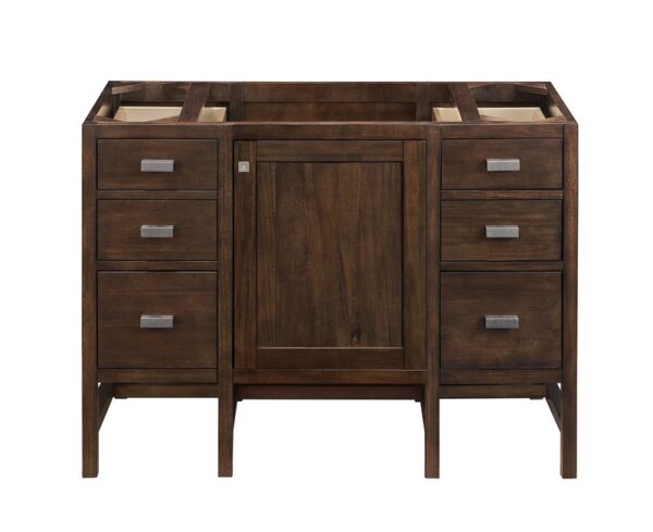 James Martin E444-V48-MCA-3EJP Addison 48 Inch Single Vanity Cabinet in Mid Century Acacia with 3 cm Eternal Jasmine Pearl Quartz Top with Sink