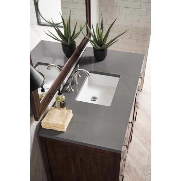 James Martin E444-V48-MCA-3GEX Addison 48 Inch Single Vanity Cabinet in Mid Century Acacia with 3 cm Grey Expo Quartz Top with Sink